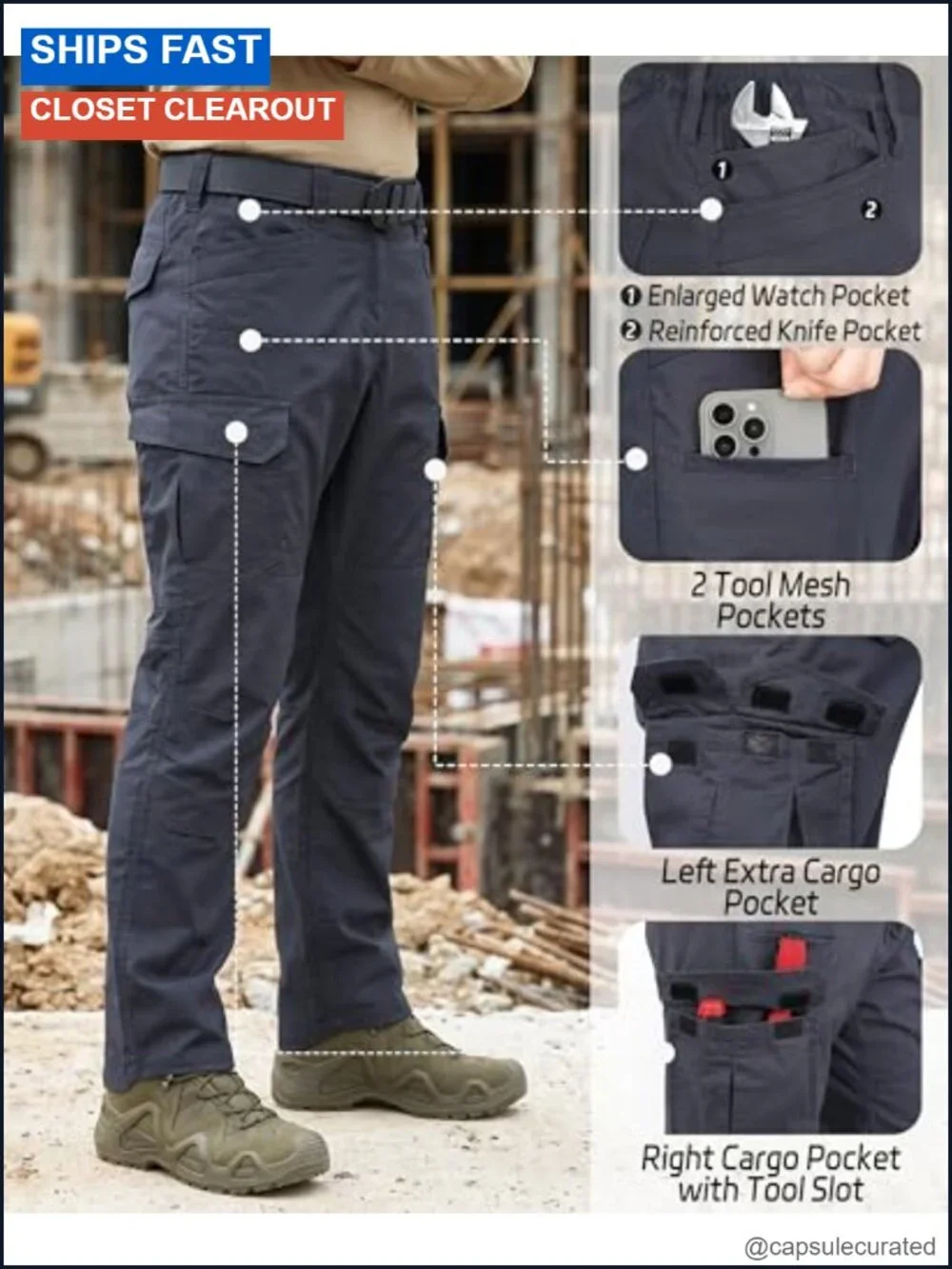 FR Cargo Pants Men Relaxed Tapered Stretch Ripstop NFPA2112 CAT2